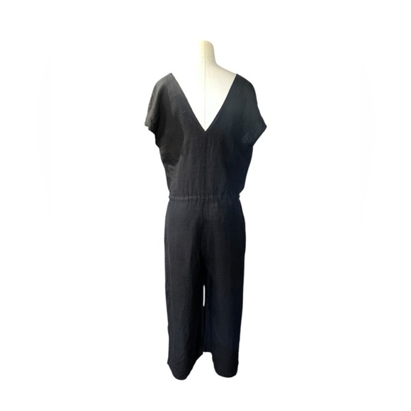 Cloth & Stone  S Linen Wide Leg Jumpsuit Cropped Black C6239-331-301 - Picture 5 of 8